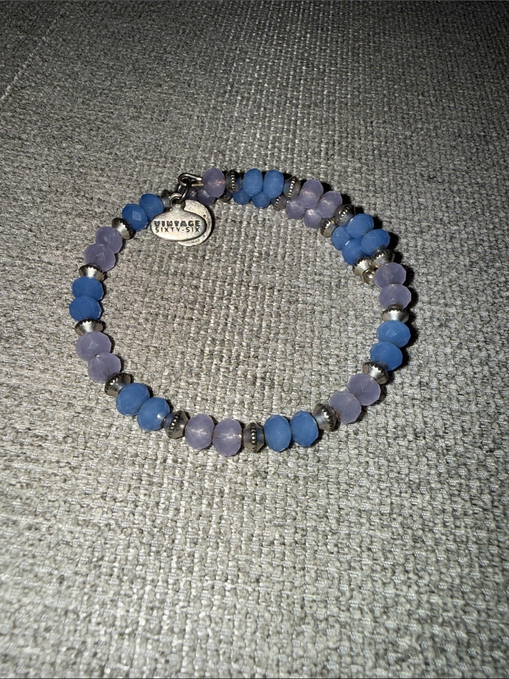 Alex and Ani Blue & Lavender Beaded Stretch Bracelet